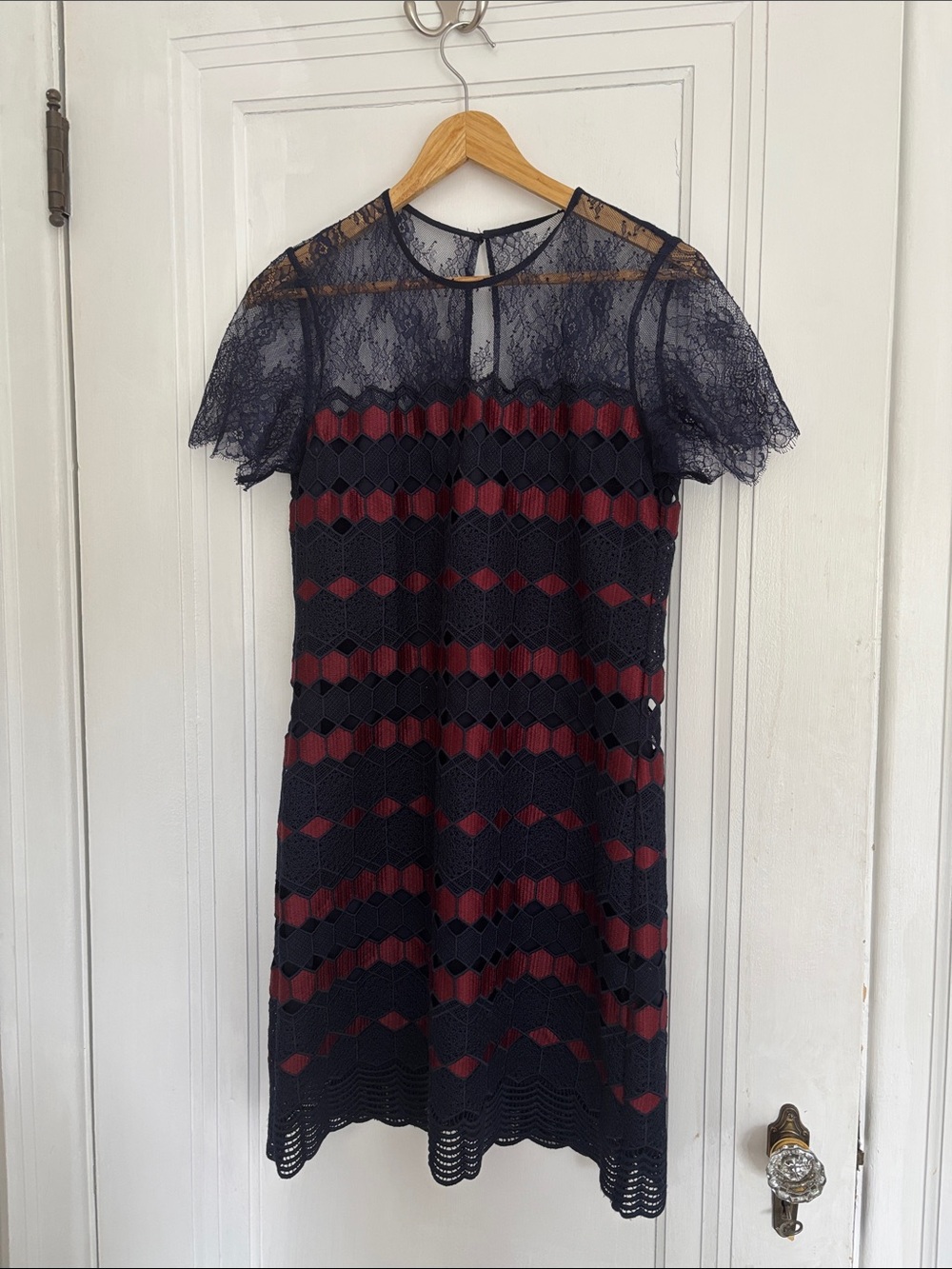 Sandro Paris Lace Overlay Shift Dress